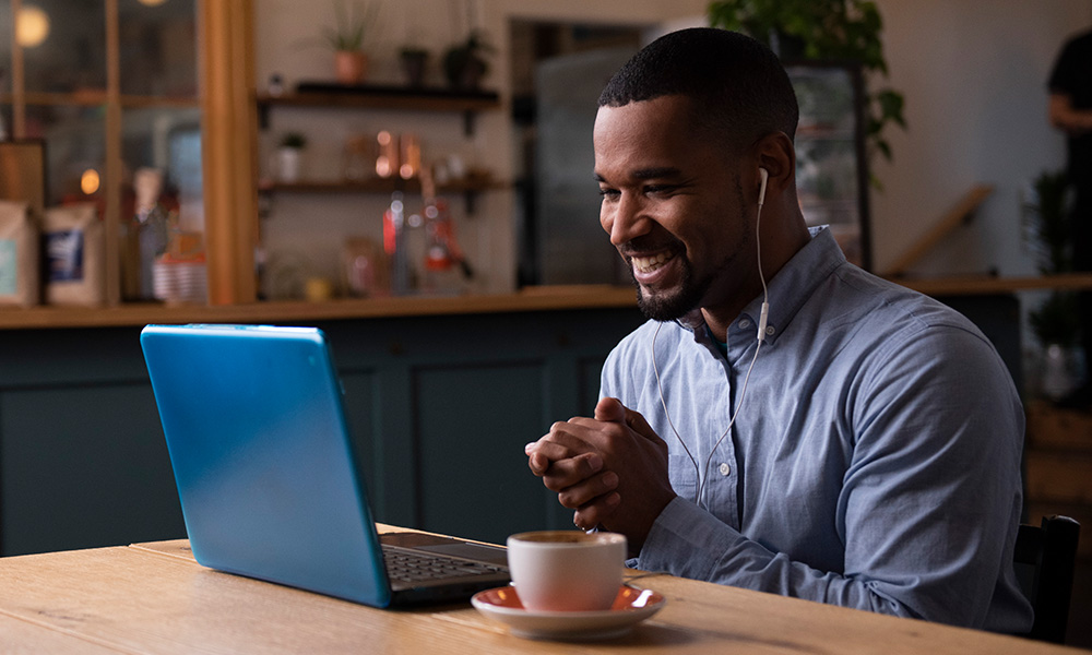 Professional working with a client online